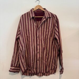 Tommy Bahama Striped Long Sleeve Button Down Size Large Silk